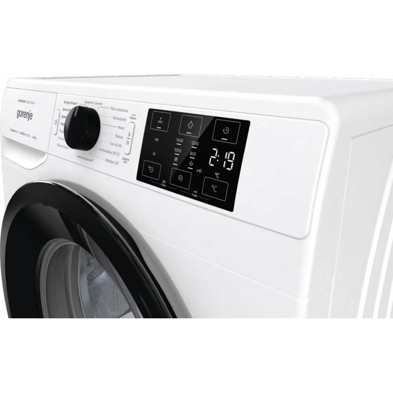 Gorenje Пральна машина фронтальна, 8кг, 1400, A+++, 46,5см, дисплей, пара, інвертор, білий