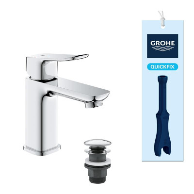 Grohe Змішувач для раковини QuickFix Dice ColdStart S-розміру, довж. виливу - 106мм, неповоротний, 1 важіль, хром