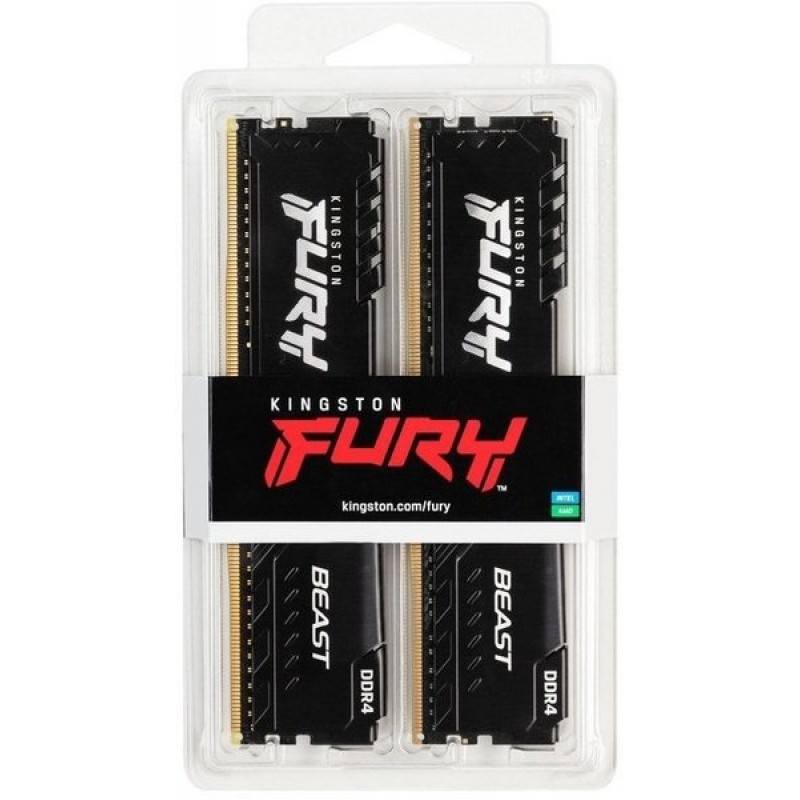 Kingston Пам'ять ПК DDR4 32GB KIT (16GBx2) 3200 FURY Beast Black