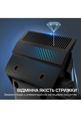 Rowenta Машинка для стрижки Barber Experience, для голови, мережа+акум., роторний мотор DC, насадок-12, нержавіюча сталь з покриттям DLC, синій