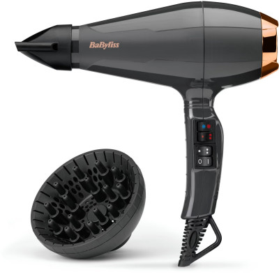BaByliss Фен Air Pro, 2200Вт, 2 режими, дифузор, іоніз-я, хол. обдув, чорний