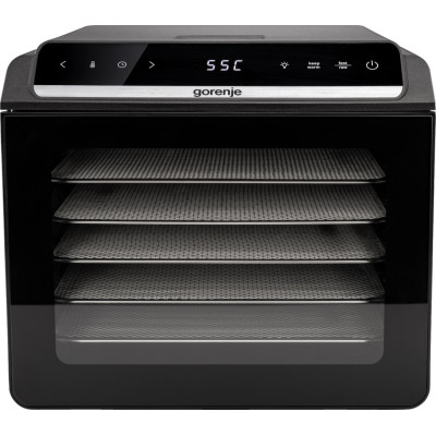 Gorenje Сушарка для продуктів Gorenje 580Вт, піддонів - 6x1.5см, діаметр - 25см, макс - 75°С, дисплей, пластик+метал, чорний
