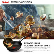 Tefal Сковорода Tefal Excellence Fusion,24см, алюміній, нержавіюча сталь, бакеліт, чорний