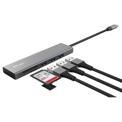 Trust USB-хаб HALYX FAST 3USB+CARD READER USB-C ALUMINIUM Trust USB-хаб HALYX FAST 3USB+CARD READER USB-C ALUMINIUM