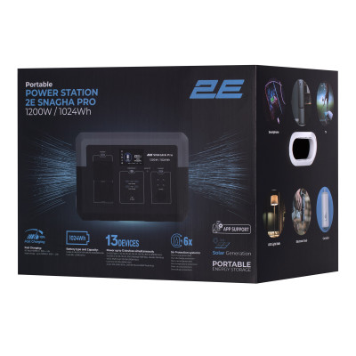 2E Портативна електростанція Snagha PRO, 1200 Вт, 1024 Вт/год, WiFi/BT, швидка зарядка