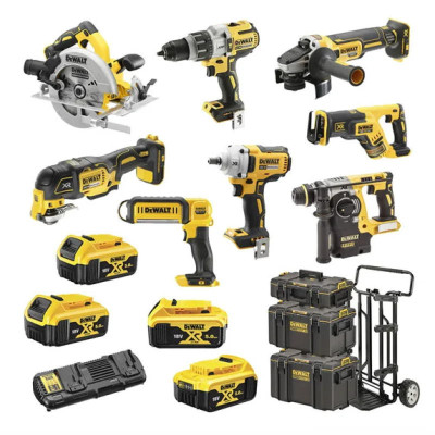 DeWALT Набір із восьми акумуляторних інструментів DeWALT 18В акб 4х5А·год ЗП 3хВаліза та візок ToughSystem 43.5кг
