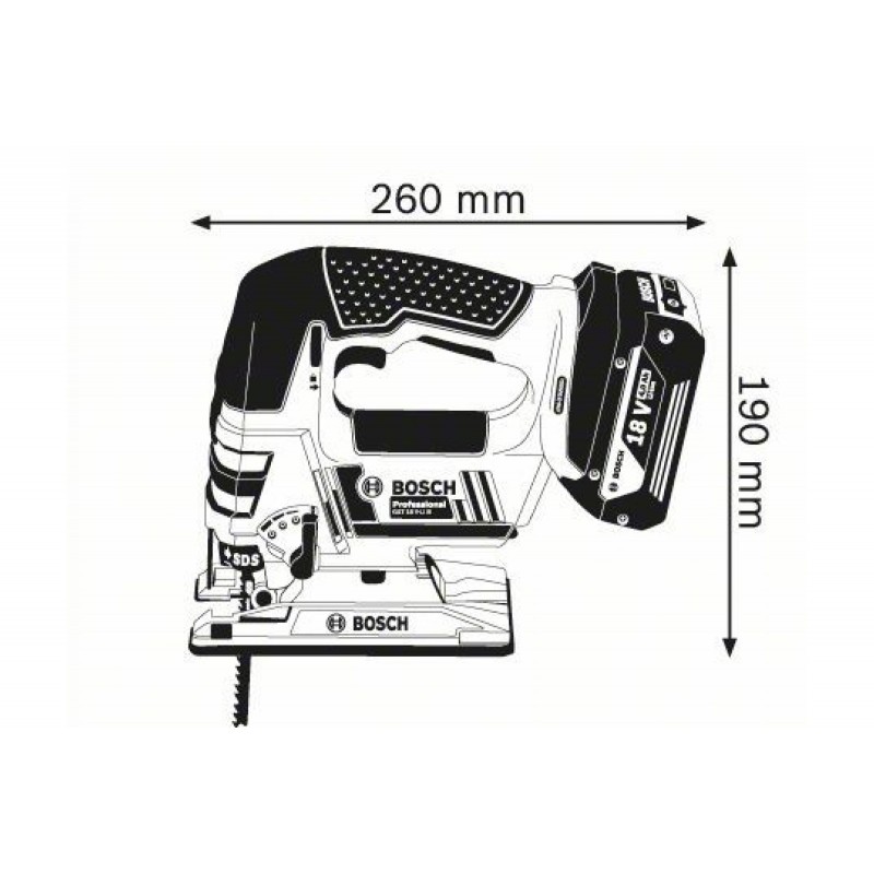 Bosch Лобзик GST 18 V-LI B, акум., 18В, хід 23мм, 2,1кг, Solo