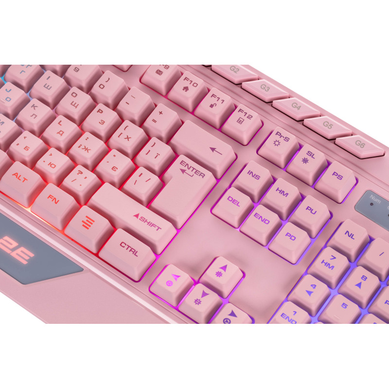 2E Gaming Клавіатура KG315 RGB USB Pink Ukr