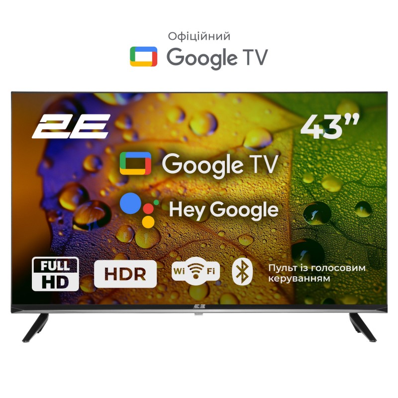 2E Телевізор 43" LED FHD 60Hz Smart Google TV Black