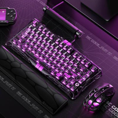 GravaStar Клавіатура механічна Mercury V75 Lite 75keys, Blackcore, USB-A, Transparent Black