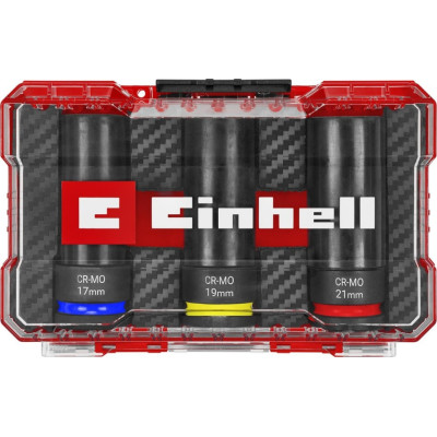 Einhell Набір ударних торцевих головок 80мм 1/2" 3шт кейс 0.78кг Einhell Набір ударних торцевих головок 80мм 1/2" 3шт кейс 0.78кг