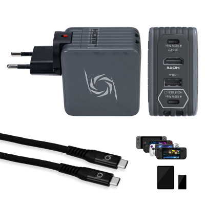 AVerMedia Зарядний пристрій GC313 CORE GO 100Вт 2хUSB-С, 1хUSB-A, 1xHDMI, чорний