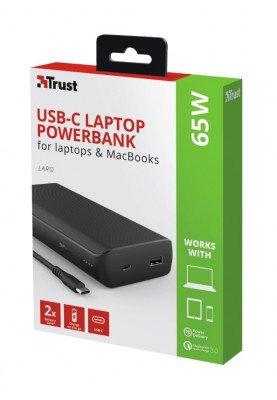 Trust Портативний зарядний пристрій Laro 65W USB-C 20.000 mAh for laptop Black