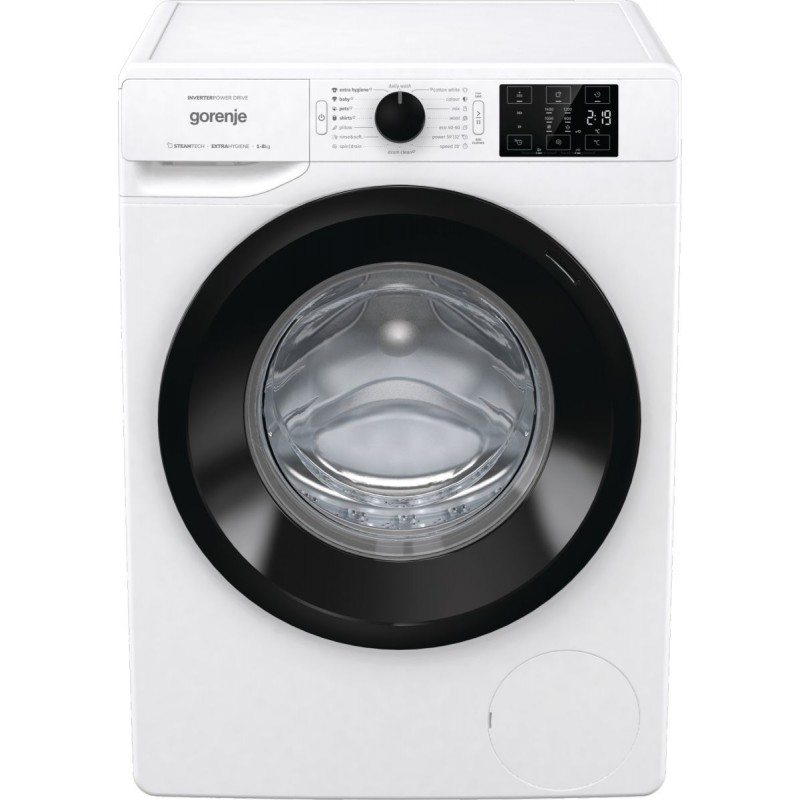 Gorenje Пральна машина фронтальна, 8кг, 1400, A+++, 55см, дисплей, пара, інвертор, білий