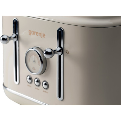 Gorenje Тостер, 950Вт, функц. розморожування, автовідключення, пластик + метал, бежевий