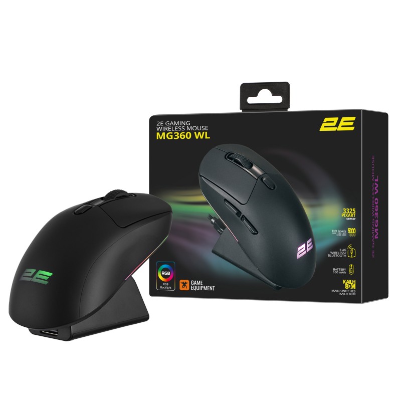 2E Gaming Миша MG360 WL, USB-A/WL/BT, чорний