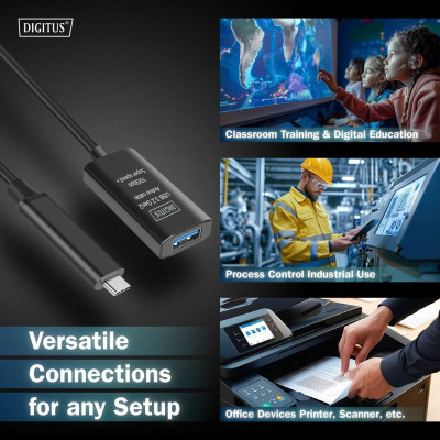 Digitus Подовжувач DIGITUS USB 3.2 Gen2 Active Cable 10G, C/M-A/F, 5м, чорний