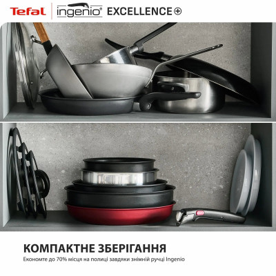 Tefal Набір посуду Tefal Ingenio Excellence+, 13 предметів, алюміній, нержавіюча сталь, бакеліт, чорний
