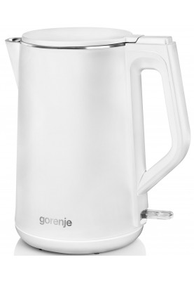 Gorenje Електрочайник, 1,5л, пластик, матовий, білий