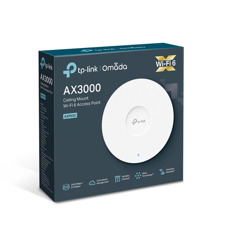 TP-Link Точка доступу EAP650 AX3000, 1xGE LAN, PoE, Passive PoE