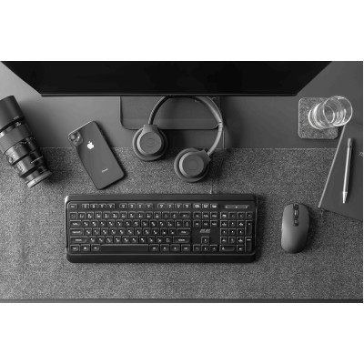 2E Клавіатура мембранна KS120 104key, USB-A, EN/UK, White LED, чорний