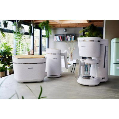 Philips Тостер Series Eco Conscious Edition, 830Вт, біопластик, кришка від пилу, шовковий білий