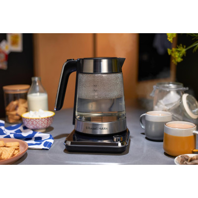 Russell Hobbs Електрочайник Attentiv Kettle, 1.7л, Strix, скло, база зі сховищем для шнура, сірий