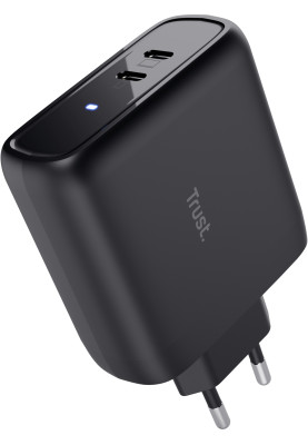 Trust Зарядне пристрій мережевий Maxo 65Вт, 2xUSB-C PD, чорний