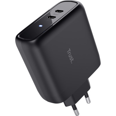 Trust Зарядне пристрій мережевий Maxo 65Вт, 2xUSB-C PD, чорний