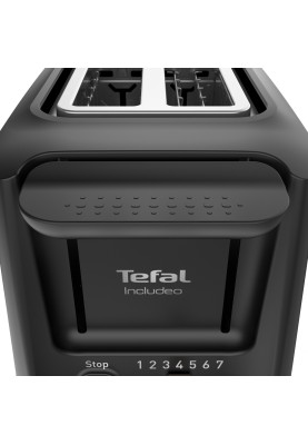 Tefal Тостер Includeo 850Вт, розморожування, щипці, термопластик, чорний