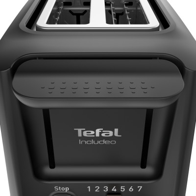 Tefal Тостер Includeo 850Вт, розморожування, щипці, термопластик, чорний