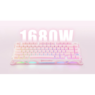 GravaStar Клавіатура механічна Mercury K1 80keys, GravaStar x Kailh Cheery Pink, EN/UKR, BT/WL/USB, Sakura Pink GravaStar Клавіатура механічна Mercury K1 80keys, GravaStar x Kailh Cheery Pink, EN/UKR, BT/WL/USB, Sakura Pink