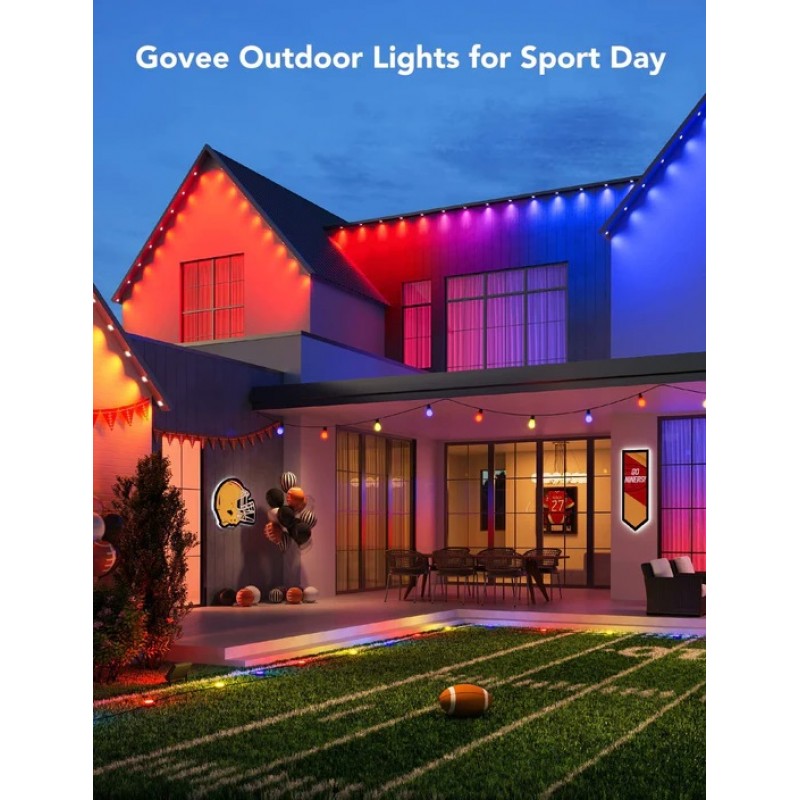 Govee Гірлянда Smart LED H705A Permanent Outdoor Lights, RGBIC, IP67, 30м, кабель прозорий