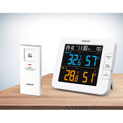 Sencor Метеостанція, внутр/зовн вимірювання, температура, вологість, час, дні тижня, календар, підтримує платформи Android та iOS, Білий Sencor Метеостанція, внутр/зовн вимірювання, температура, вологість, час, дні тижня, календар, підтримує платформи Android та iOS, Білий