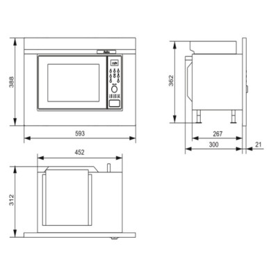 Hansa Мікрохвильова піч вбудовувана, 20л, електр.управл., 900Вт, гриль, дисплей, відкр.кнопкою, чорний