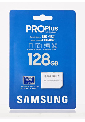 Samsung Карта пам'яті microSDXC 128GB C10 UHS-I R180MB/s PRO Plus