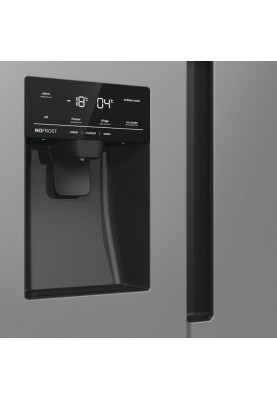 Gorenje Холодильник SBS, 179х70х92см, 2 двері, 376(190)л, А++, NF+, Інв., Зона св-ті, диспенсер, генератор льоду, Зовн. Диспл, нерж