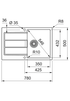 Franke Мийка кухонная Sirius 2 тектонайт, прямокут., з крилом, 780х500х200мм, чаша - 1, врізна, бежевий