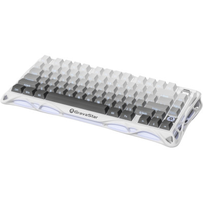 GravaStar Клавіатура механічна Mercury K1 80keys, GravaStar x Kailh Cheery Pink, EN/UKR, BT/WL/USB, білий