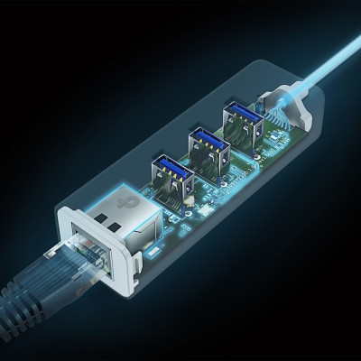 TP-Link Мережевий адаптер UE330С 1xGE, 3xUSB3.0, USB-С