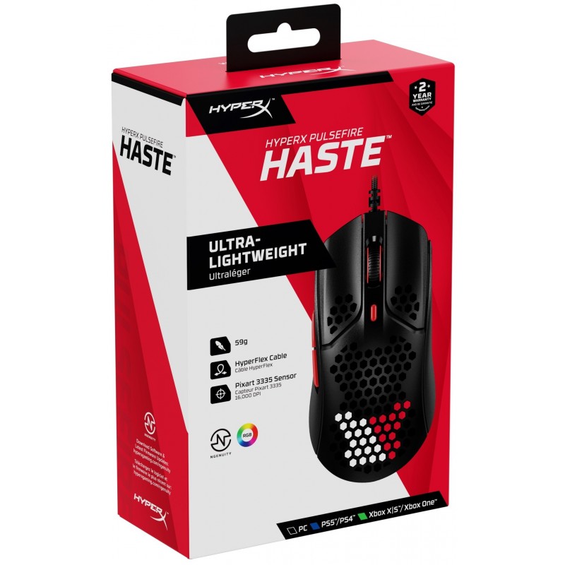 HyperX Миша Pulsefire Haste USB, Black/Red