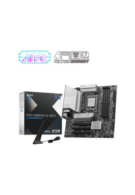 MSI Материнcька плата PRO B860M-A WIFI s1851 B860 4xDDR5 M.2 HDMI DP WiFi BT mATX