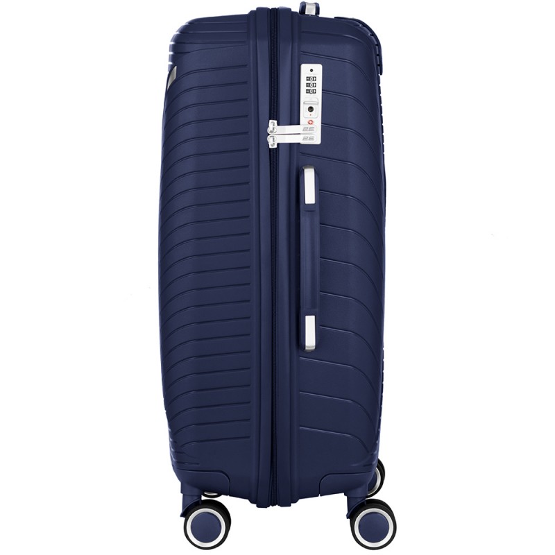 2E Набір пластикових валіз , SIGMA,(L+M+S), 4 колеса, темно-синій