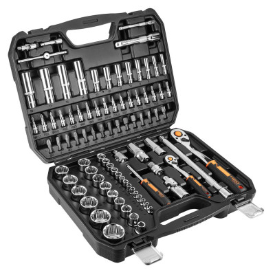 Neo Tools Набір інструментів, набір торцевих головок, 86шт, 1/2", 1/4", CrV, кейс