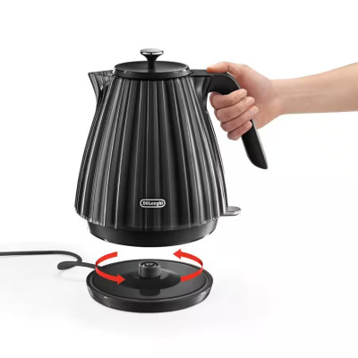 Delonghi Електрочайник Ballerina, 1.7л, Strix, пластик, чорний