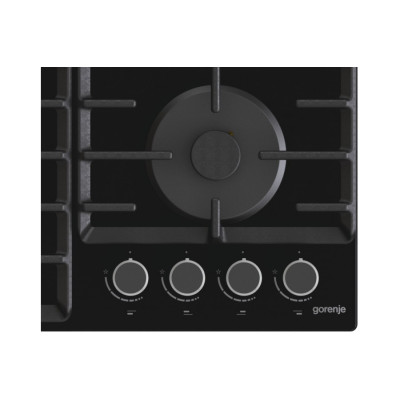 Gorenje Варильна поверхня газова на склі, 60см, чавун, чорний Gorenje Варильна поверхня газова на склі, 60см, чавун, чорний