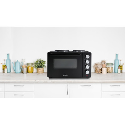 Gorenje Міні піч, 30л, 52x32х40.5см, 2 електричні конф., чорний