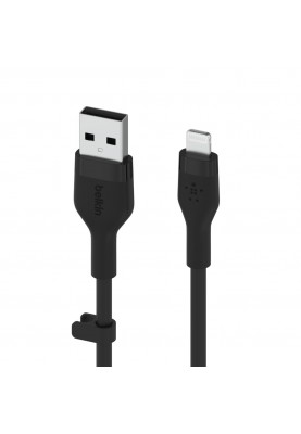 Belkin Кабель заряджання/синхронізації USB-A > Lightning, 2м, силіконовий з кліпсою, чорний