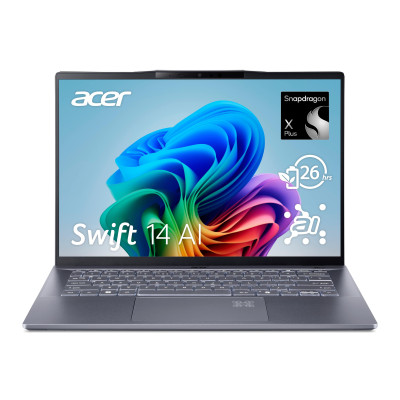 Acer Ноутбук Swift 14 AI SF14-11 14.5" WQXGA IPS, Quallcomm X1P-64-100, 16GB, F1TB, UMA, Win11, сірий