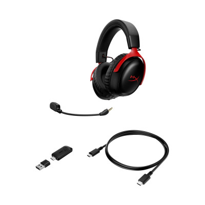 HyperX Гарнітура ігрова Cloud III S, WL/USB-A/USB-C, чорно-червоний